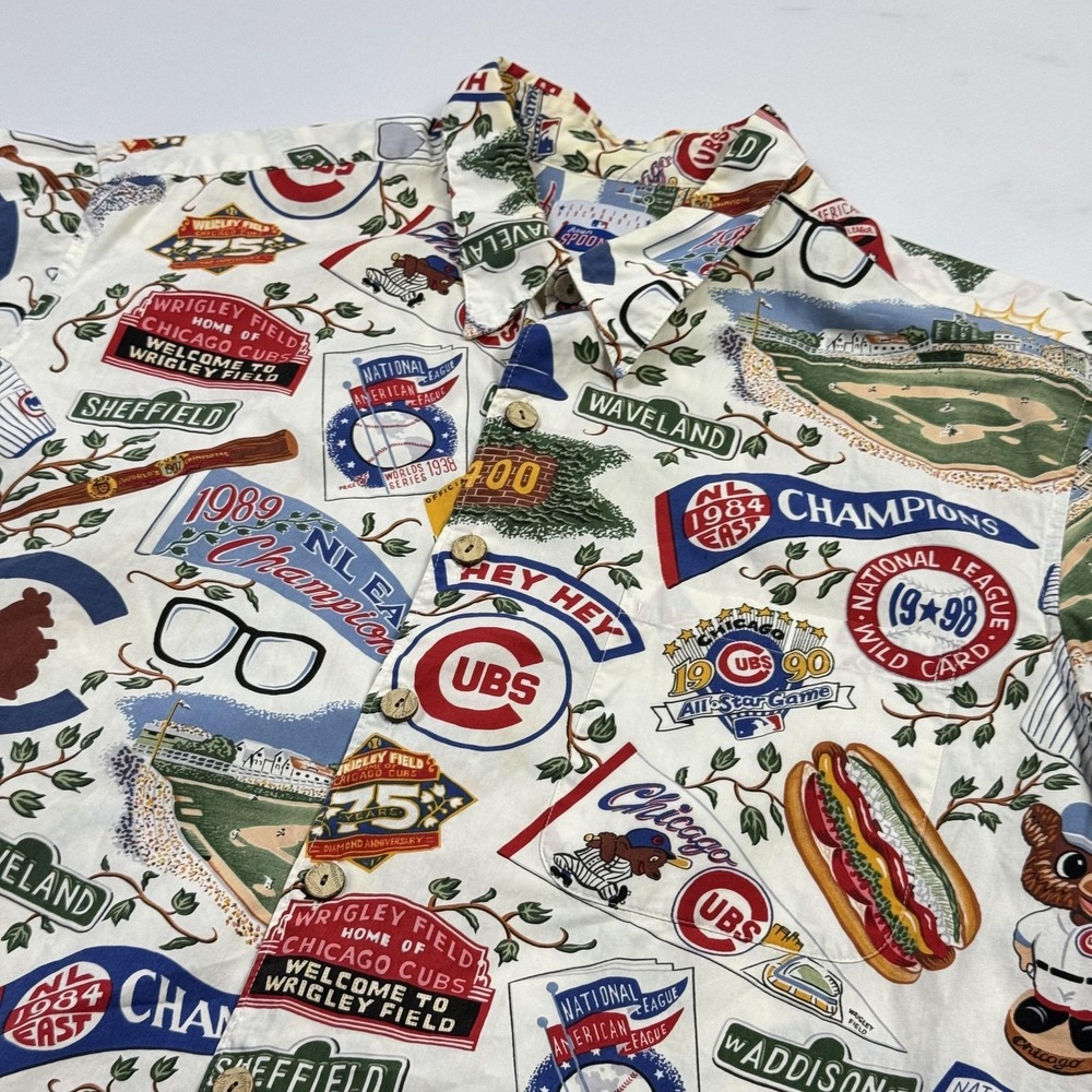 Reyn Spooner Chicago Cubs Shirt Mens 2XL MLB Baseball Hawaiian Allover Print